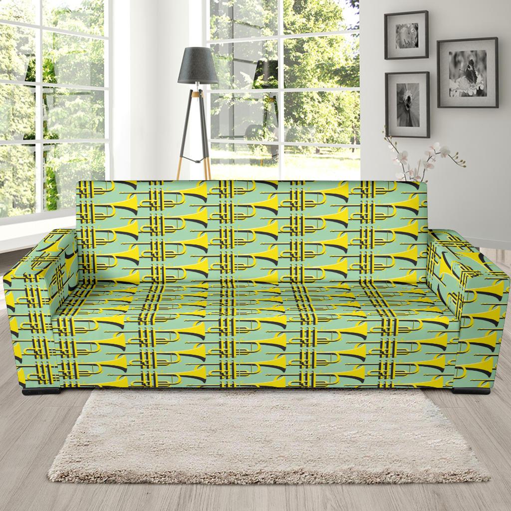 Trumpet Vintage Design Print Sofa Slipcover-JTAMIGO.COM