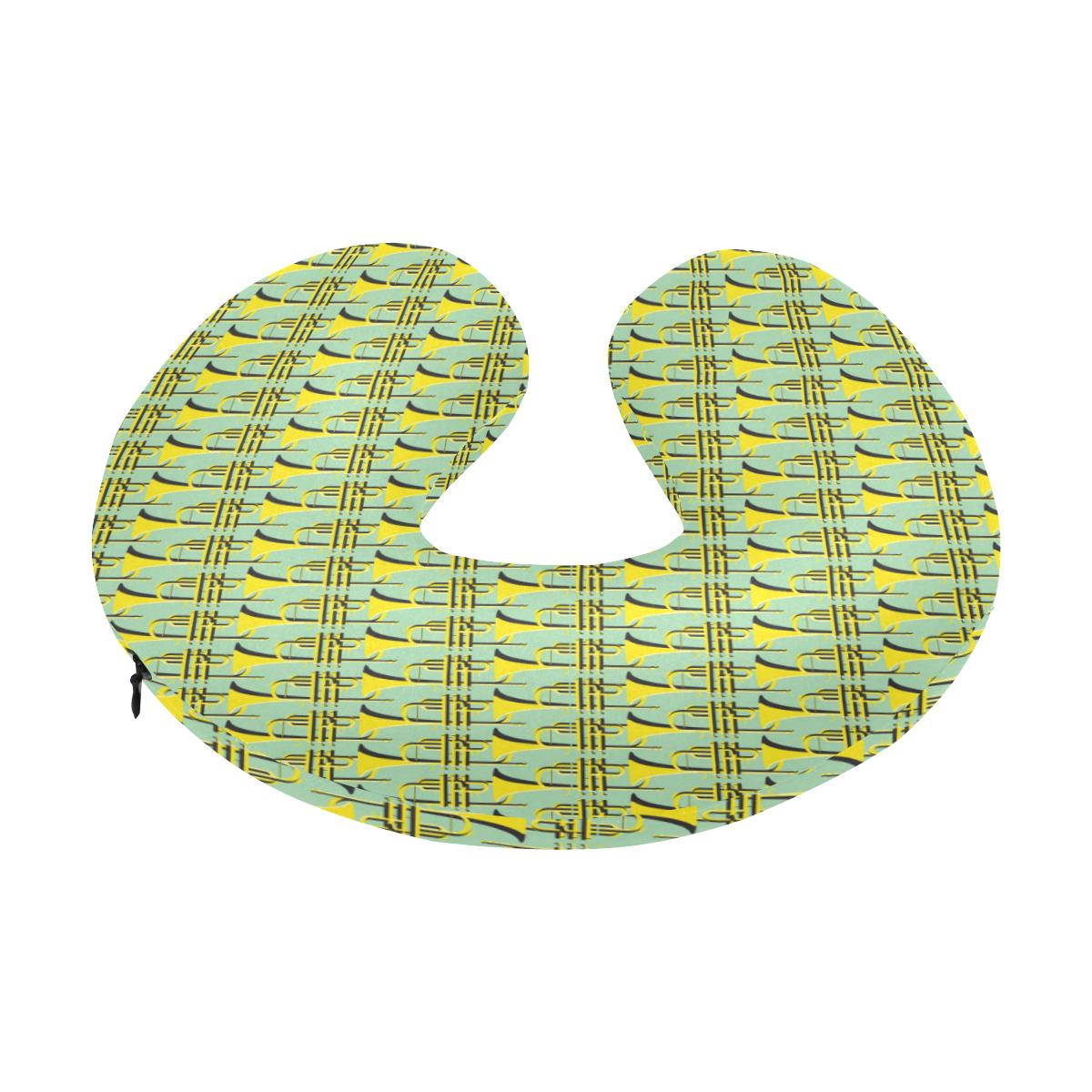 Trumpet Vintage Design Print U-Shaped Travel Neck Pillow-JTAMIGO.COM