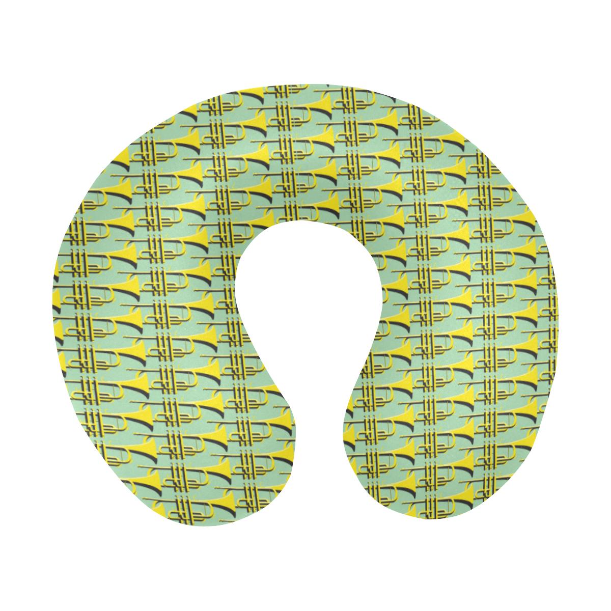Trumpet Vintage Design Print U-Shaped Travel Neck Pillow-JTAMIGO.COM