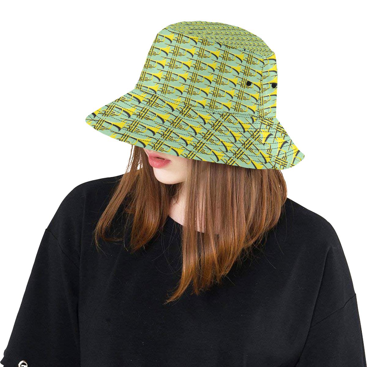 Trumpet Vintage Design Print Unisex Bucket Hat