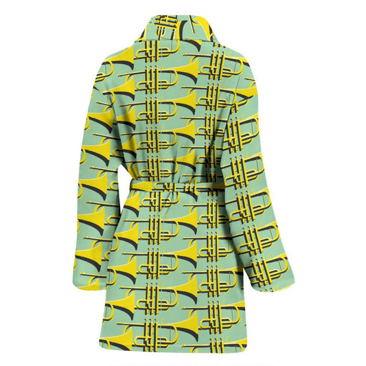 Trumpet Vintage Design Print Women Bath Robe-JTAMIGO.COM