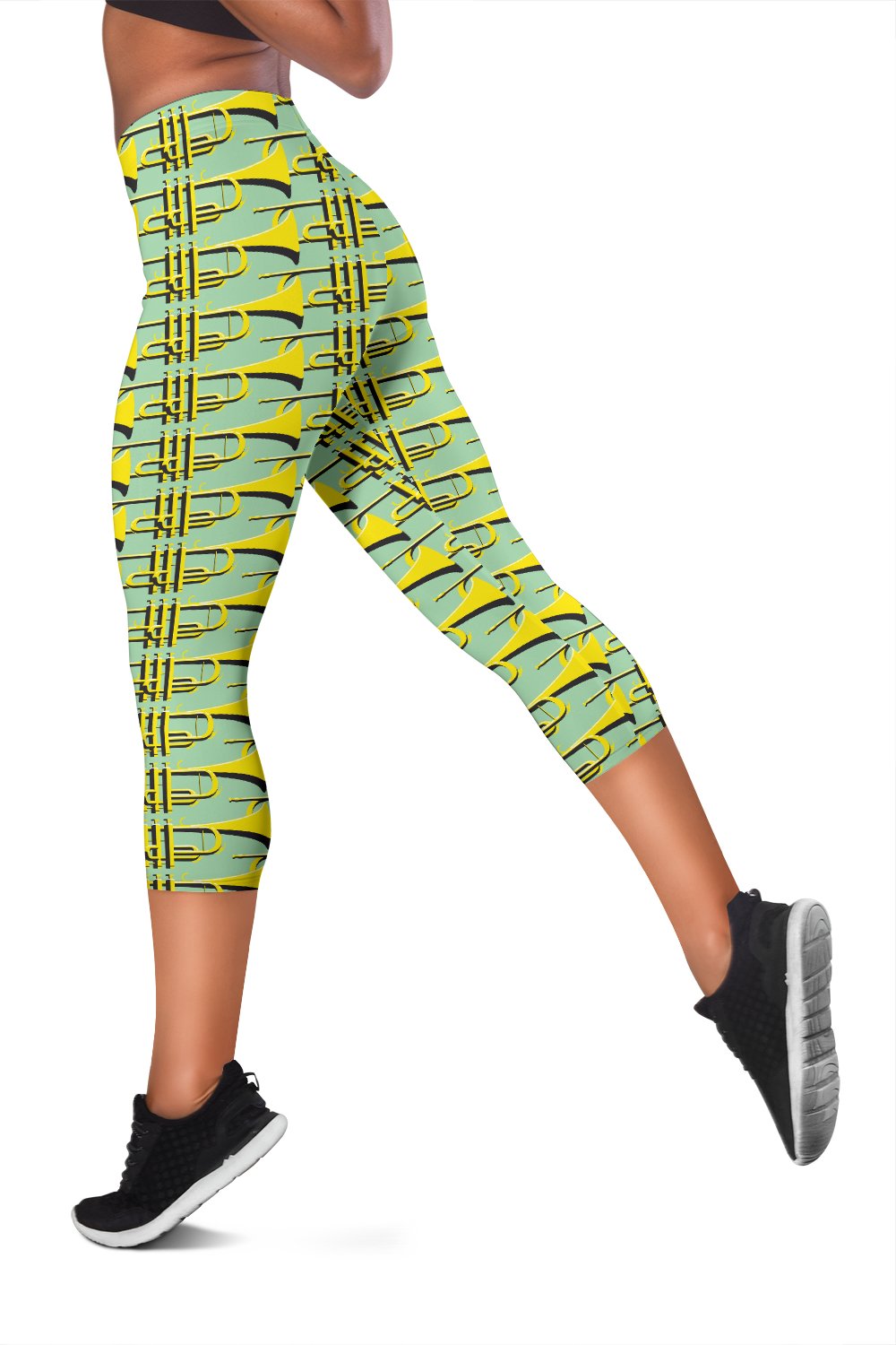 Trumpet Vintage Design Print Women Capris