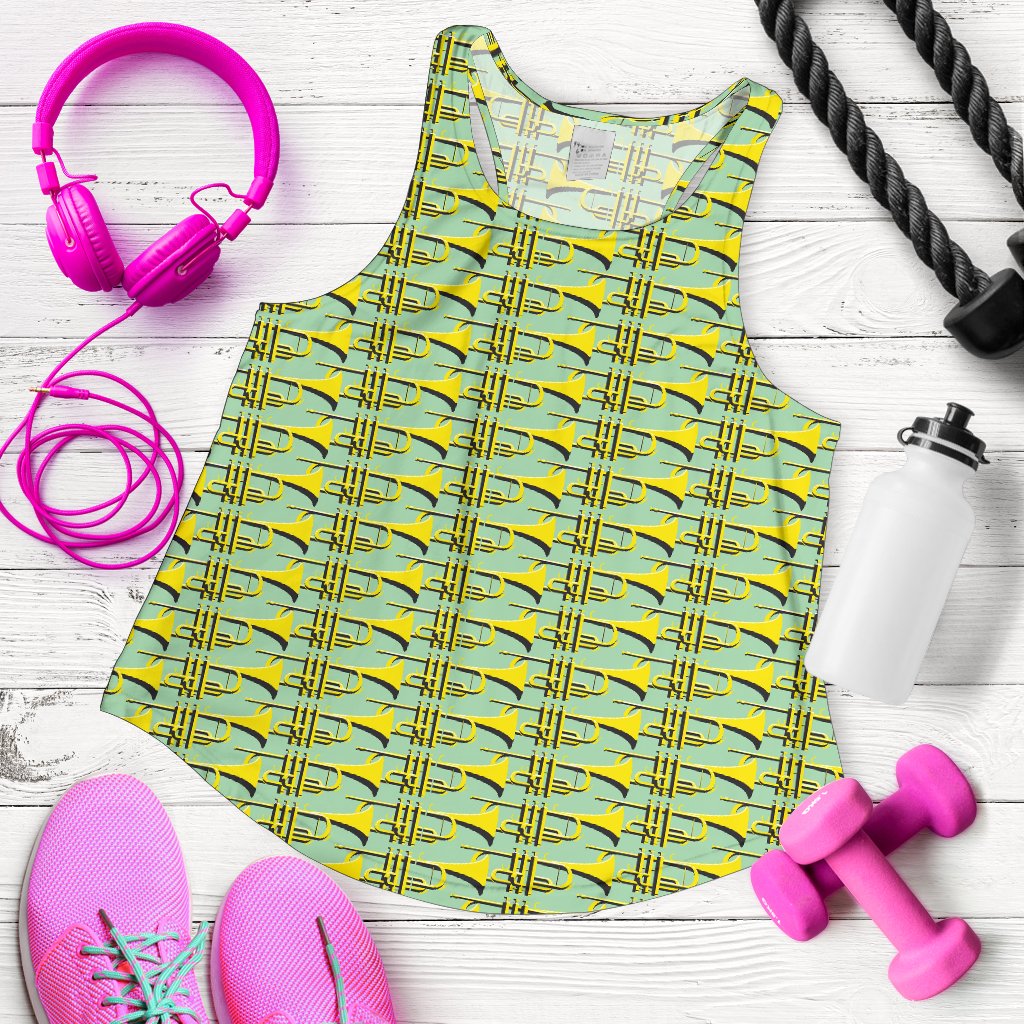 Trumpet Vintage Design Print Women Racerback Tank Top