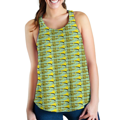 Trumpet Vintage Design Print Women Racerback Tank Top