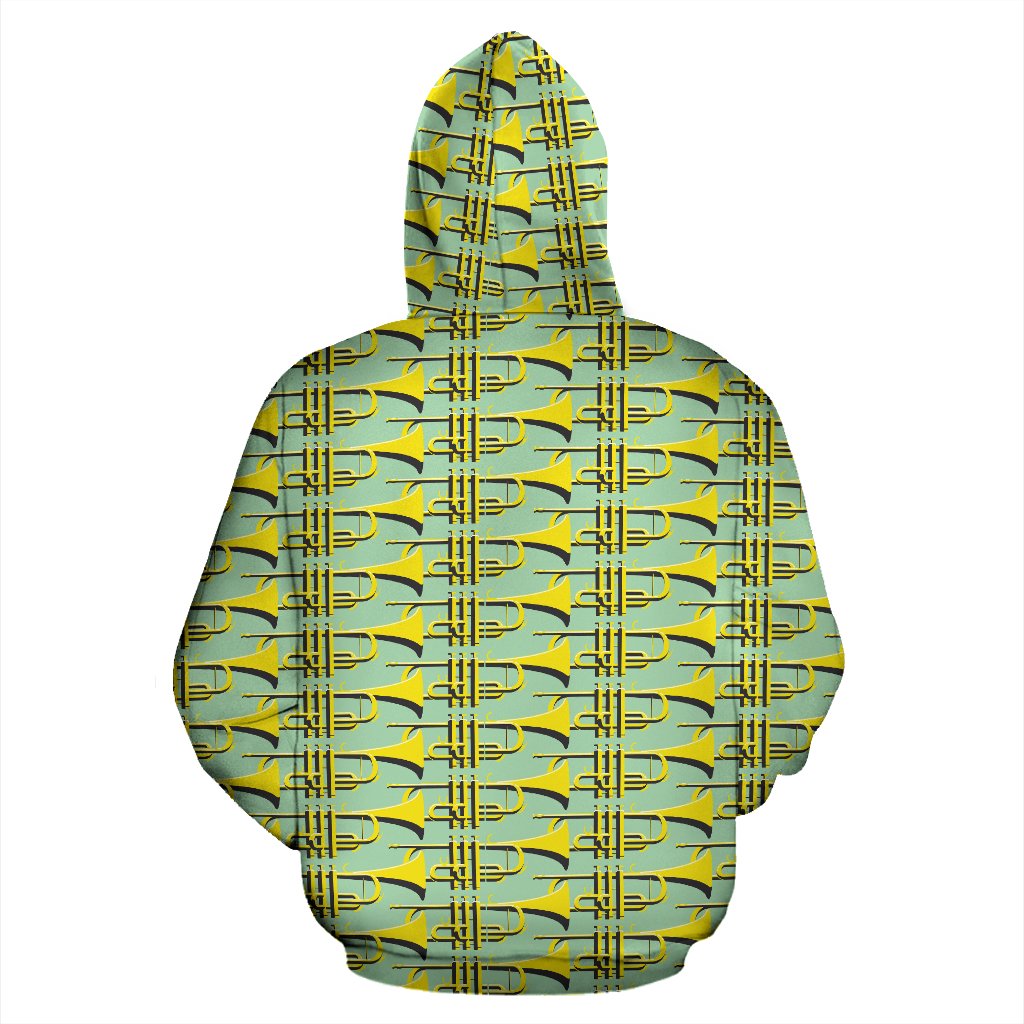 Trumpet Vintage Design Print Zip Up Hoodie