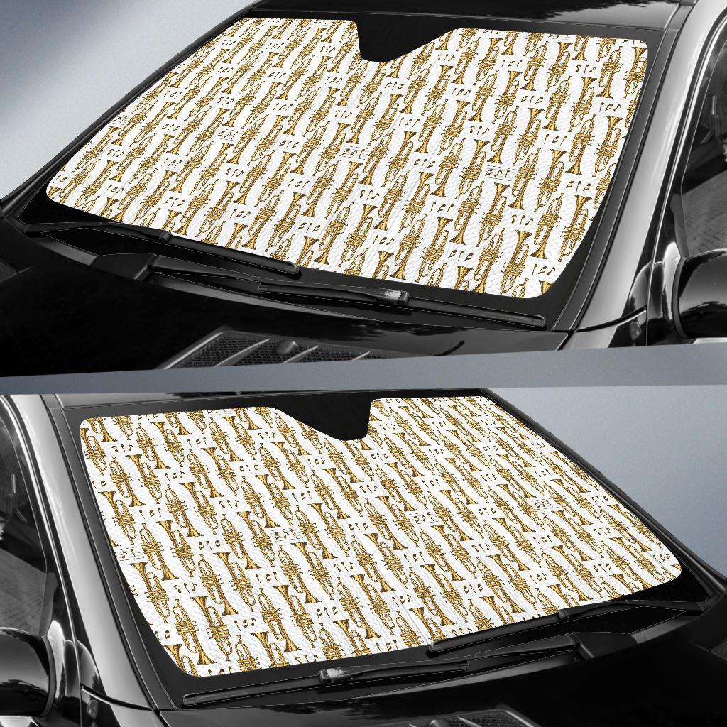 Trumpet with Music Note Print Car Sun Shade For Windshield