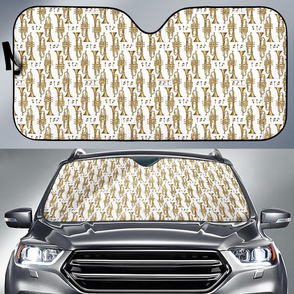 Trumpet with Music Note Print Car Sun Shade For Windshield