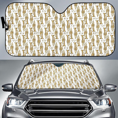 Trumpet with Music Note Print Car Sun Shade For Windshield