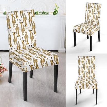 Trumpet with Music Note Print Dining Chair Slipcover-JTAMIGO.COM