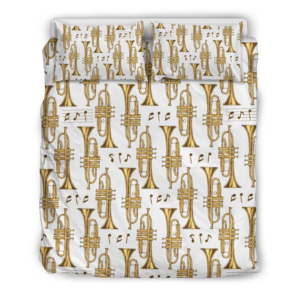 Trumpet With Music Note Print Duvet Cover Bedding Set