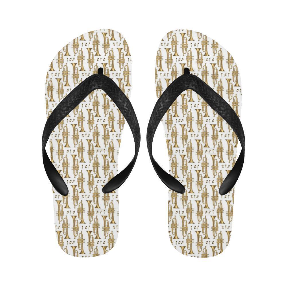 Trumpet with Music Note Print Flip Flops-JTAMIGO.COM
