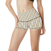 Trumpet with Music Note Print High Waisted Spandex Shorts-JTAMIGO.COM