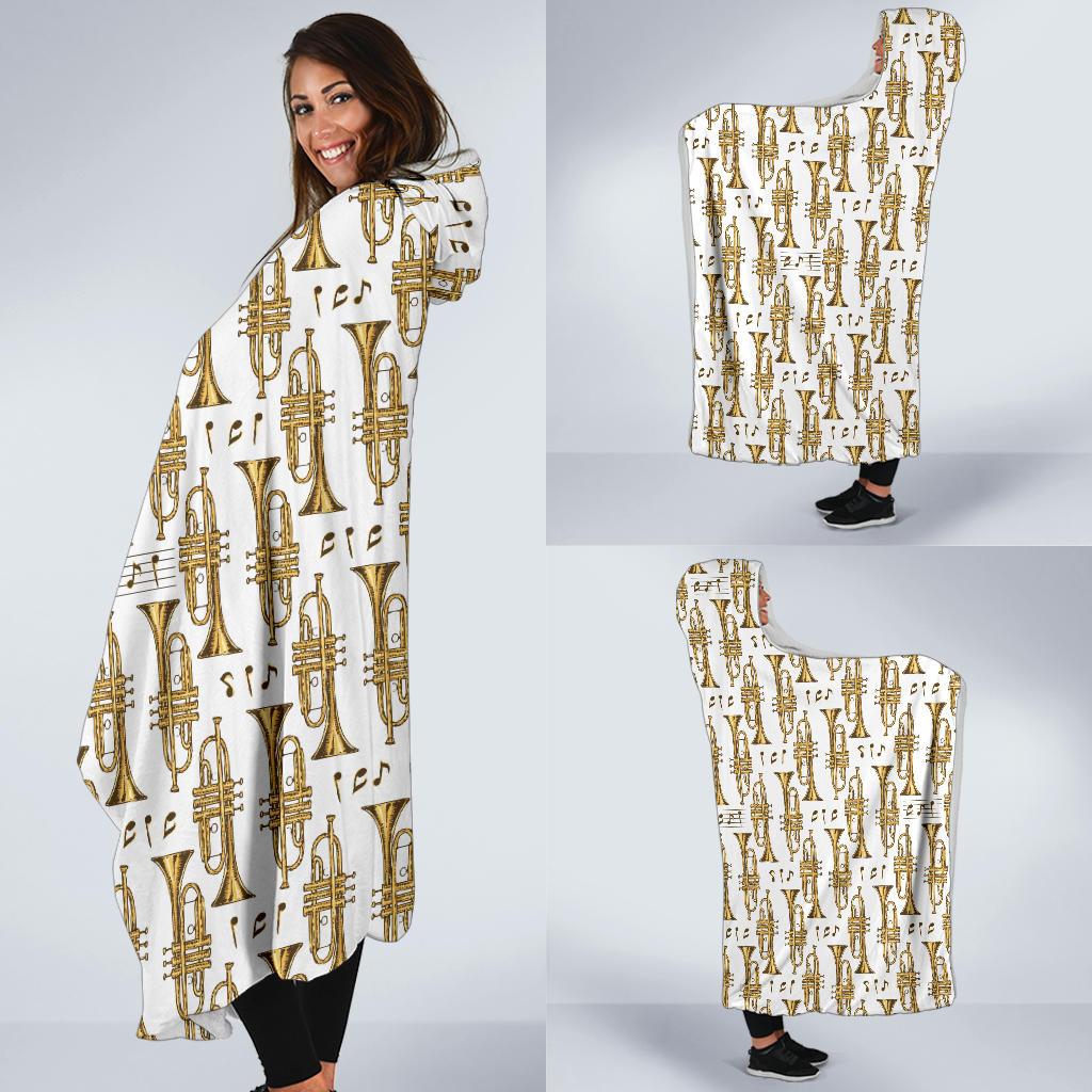 Trumpet with Music Note Print Hooded Blanket-JTAMIGO.COM
