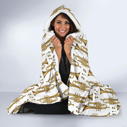 Trumpet with Music Note Print Hooded Blanket-JTAMIGO.COM