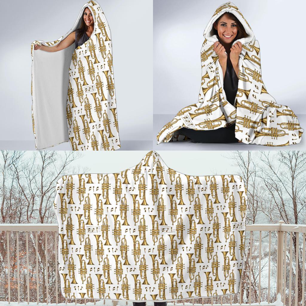 Trumpet with Music Note Print Hooded Blanket-JTAMIGO.COM