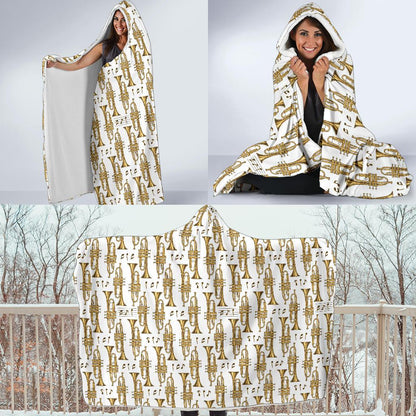 Trumpet with Music Note Print Hooded Blanket-JTAMIGO.COM
