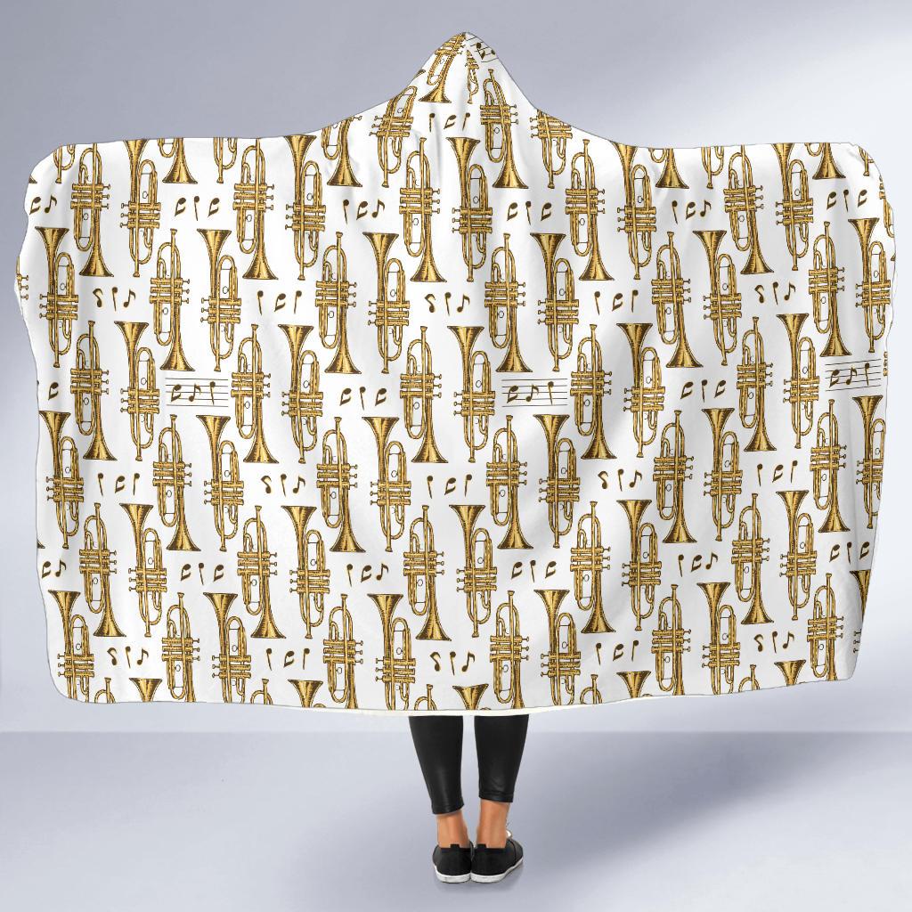 Trumpet with Music Note Print Hooded Blanket-JTAMIGO.COM