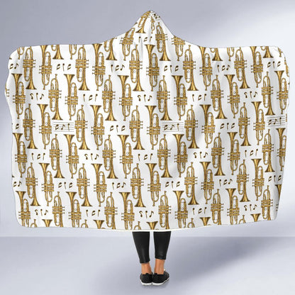 Trumpet with Music Note Print Hooded Blanket-JTAMIGO.COM