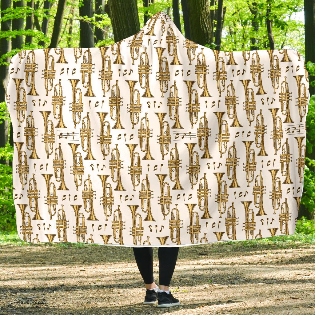 Trumpet with Music Note Print Hooded Blanket-JTAMIGO.COM