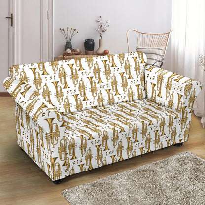 Trumpet with Music Note Print Loveseat Slipcover-JTAMIGO.COM