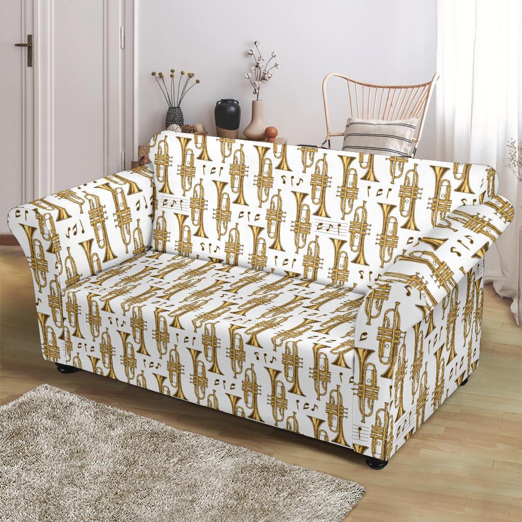 Trumpet with Music Note Print Loveseat Slipcover-JTAMIGO.COM