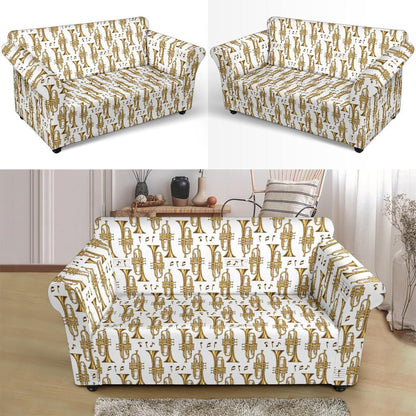 Trumpet with Music Note Print Loveseat Slipcover-JTAMIGO.COM