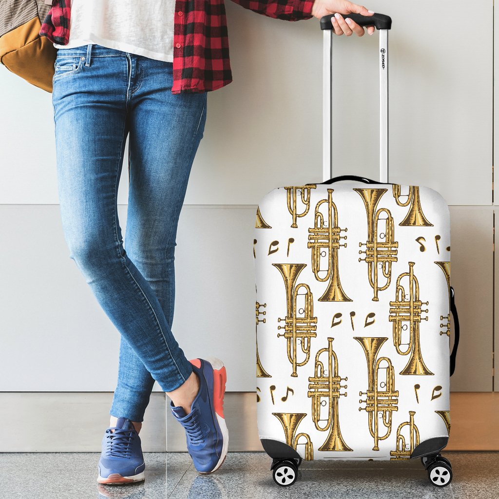 Trumpet With Music Note Print Luggage Cover Protector
