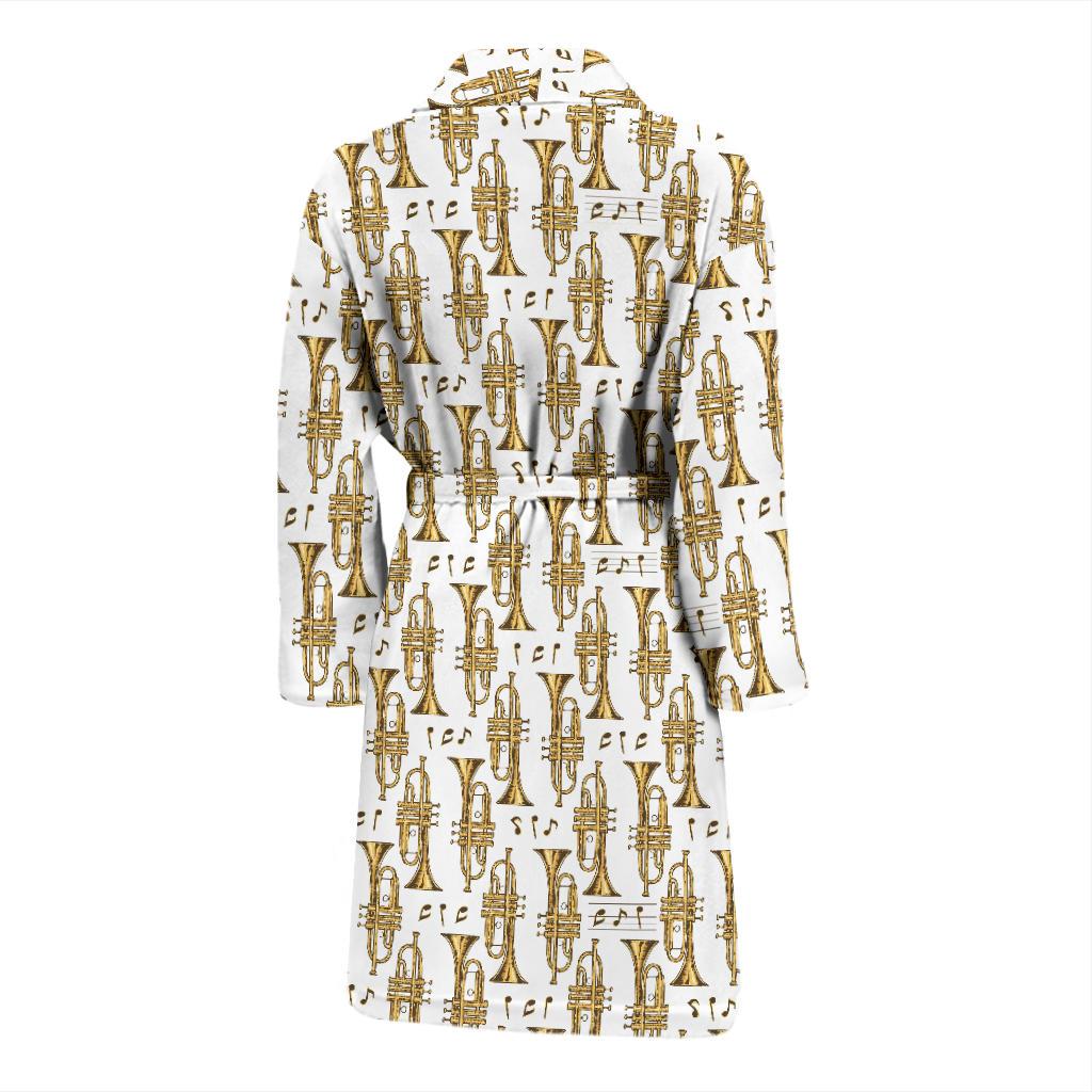 Trumpet with Music Note Print Men Bath Robe-JTAMIGO.COM