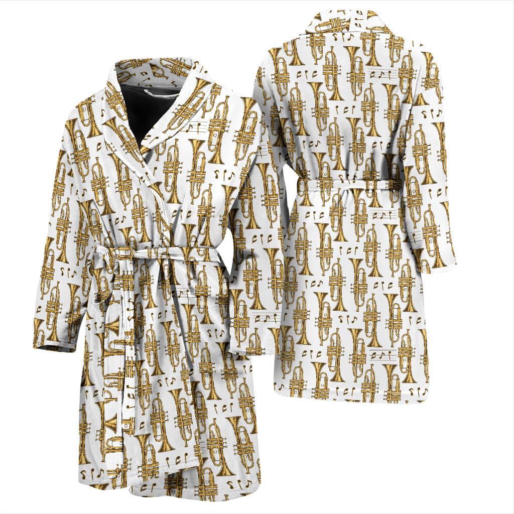 Trumpet with Music Note Print Men Bath Robe-JTAMIGO.COM