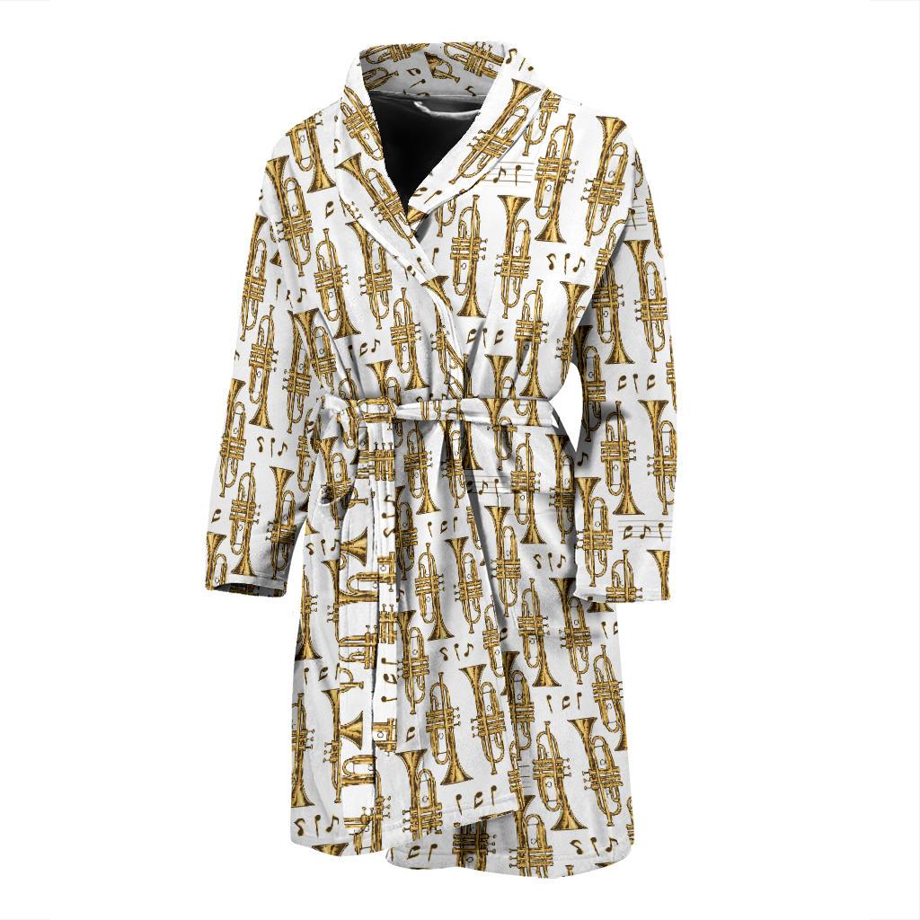 Trumpet with Music Note Print Men Bath Robe-JTAMIGO.COM