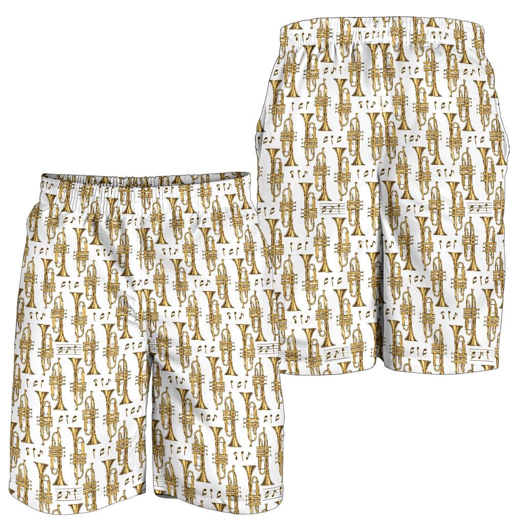 Trumpet with Music Note Print Mens Shorts-JTAMIGO.COM