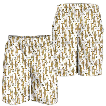 Trumpet with Music Note Print Mens Shorts-JTAMIGO.COM