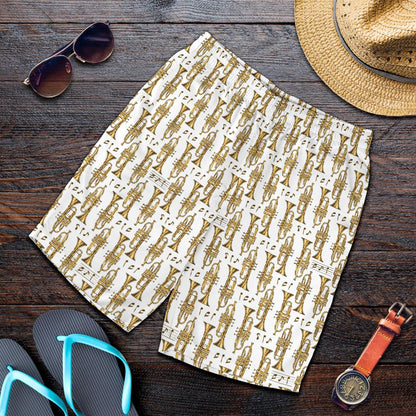 Trumpet with Music Note Print Mens Shorts-JTAMIGO.COM