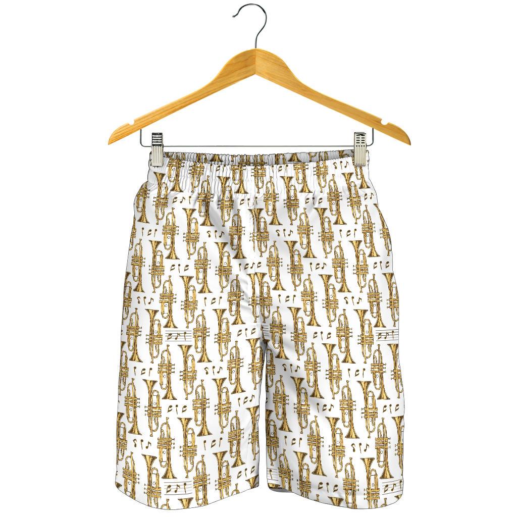 Trumpet with Music Note Print Mens Shorts-JTAMIGO.COM
