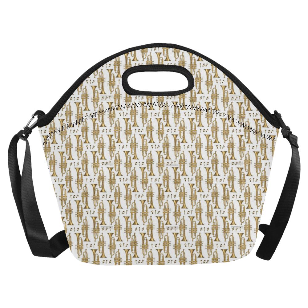 Trumpet with Music Note Print Neoprene Lunch Bag (Model 1669)(Large)-JTAMIGO.COM