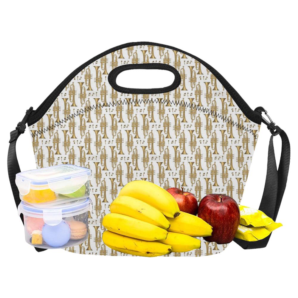 Trumpet with Music Note Print Neoprene Lunch Bag (Model 1669)(Large)-JTAMIGO.COM