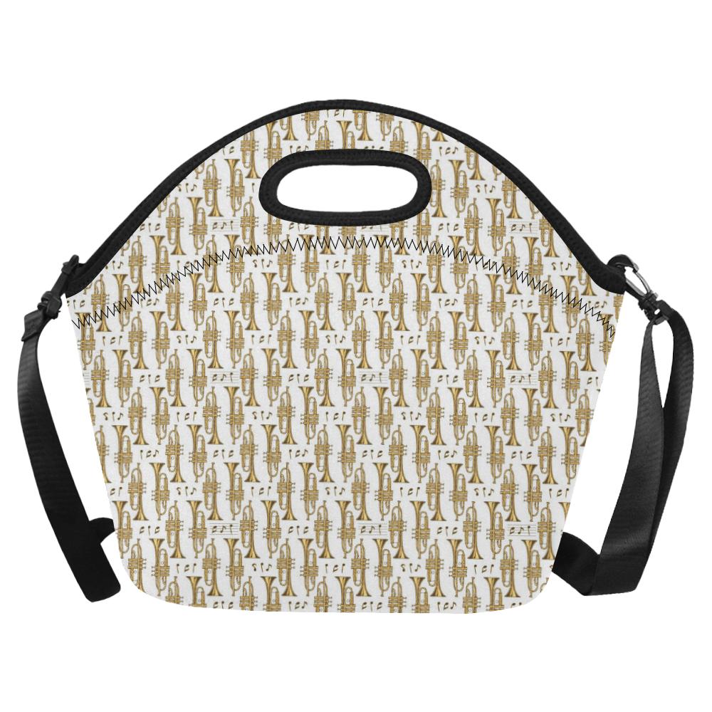 Trumpet with Music Note Print Neoprene Lunch Bag (Model 1669)(Large)-JTAMIGO.COM