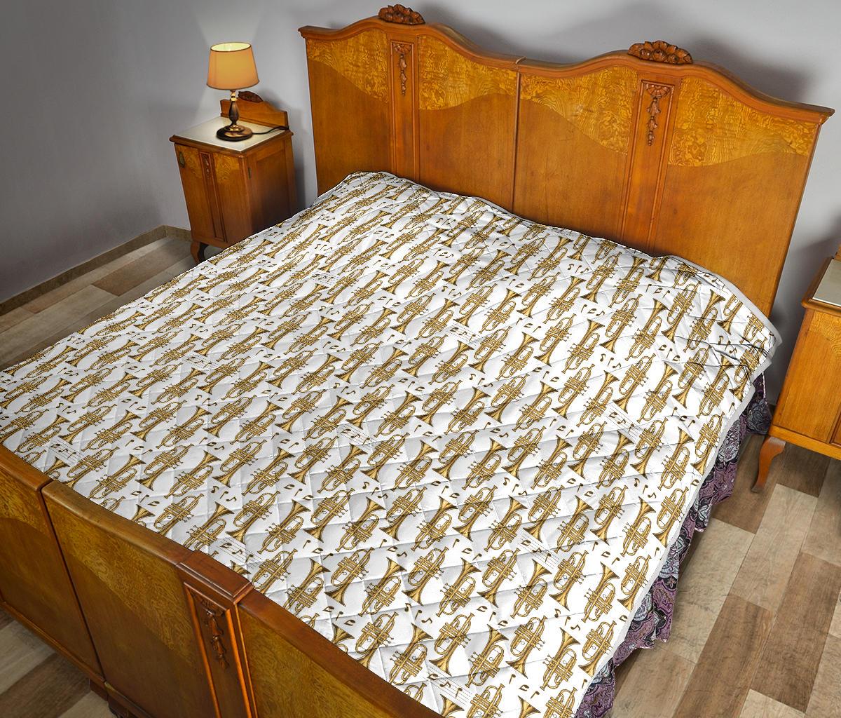 Trumpet with Music Note Print Premium Quilt-JTAMIGO.COM