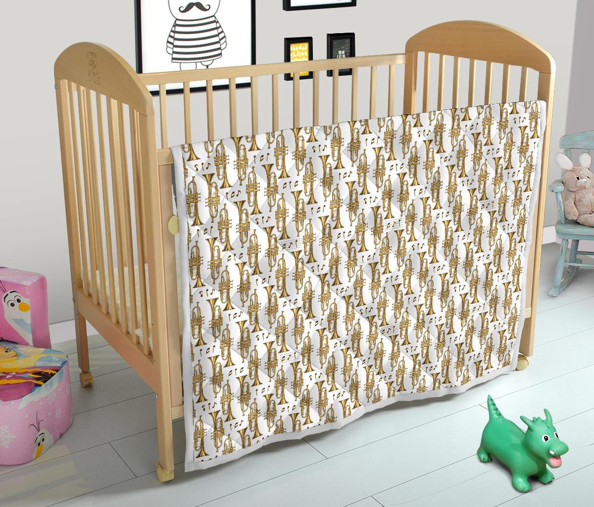 Trumpet with Music Note Print Premium Quilt-JTAMIGO.COM
