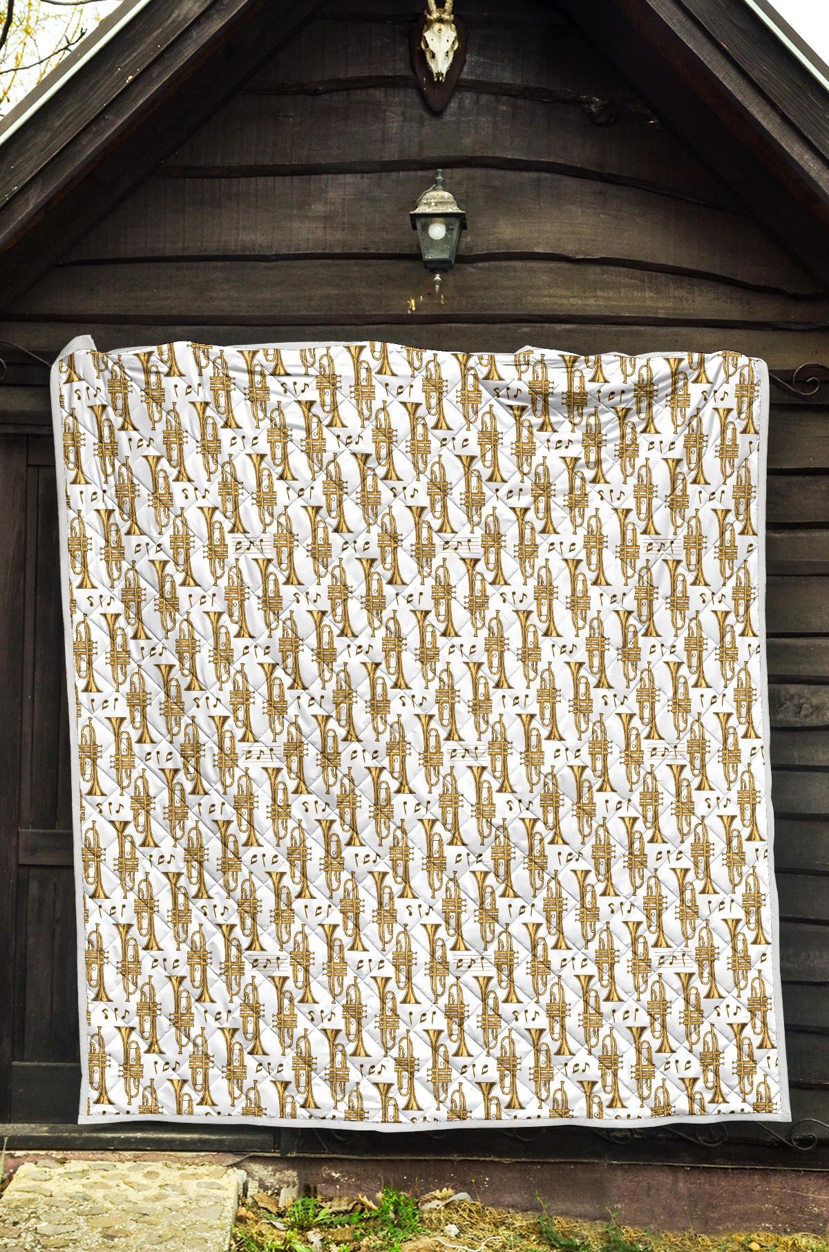 Trumpet with Music Note Print Premium Quilt-JTAMIGO.COM