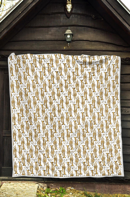 Trumpet with Music Note Print Premium Quilt-JTAMIGO.COM