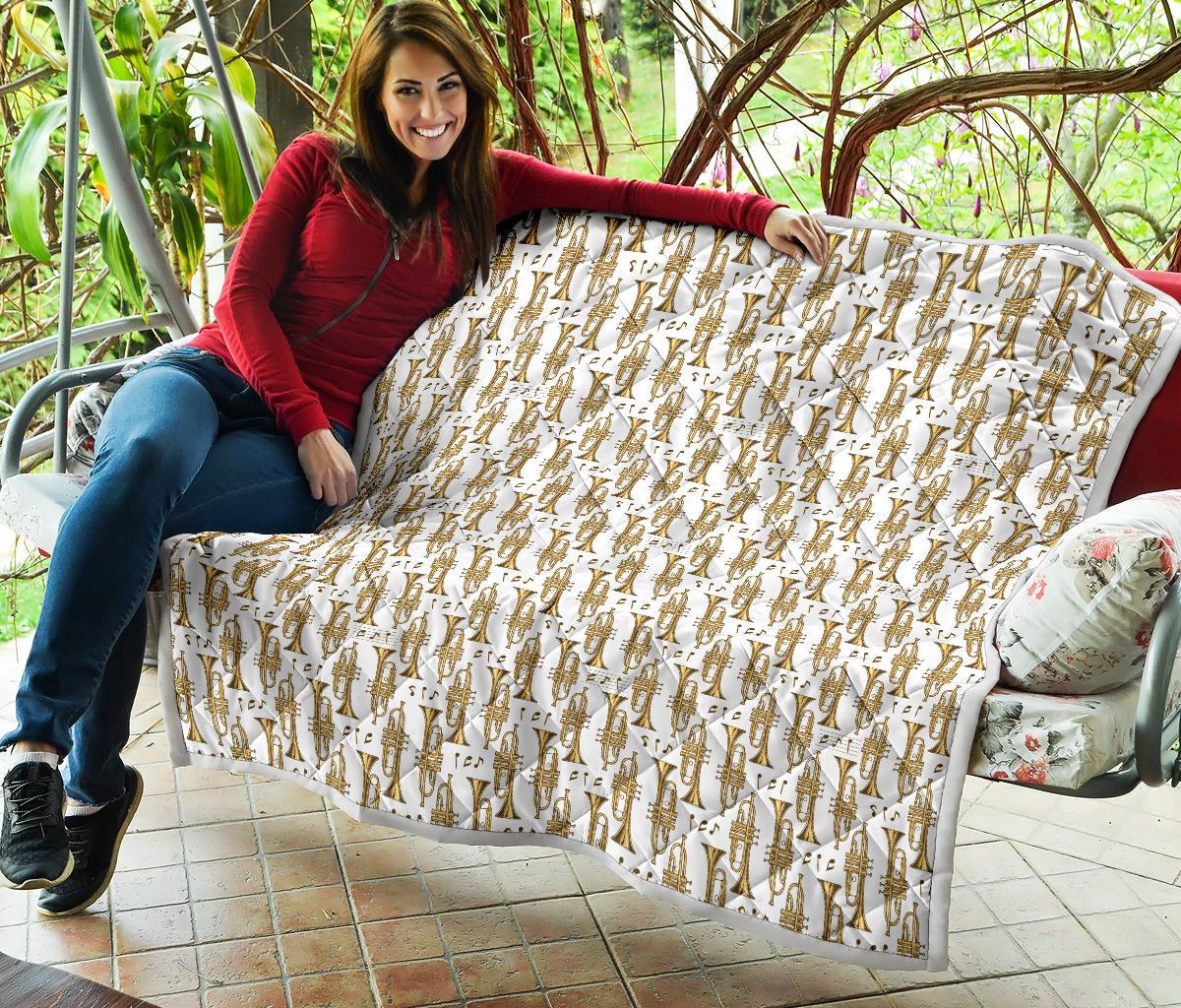 Trumpet with Music Note Print Premium Quilt-JTAMIGO.COM