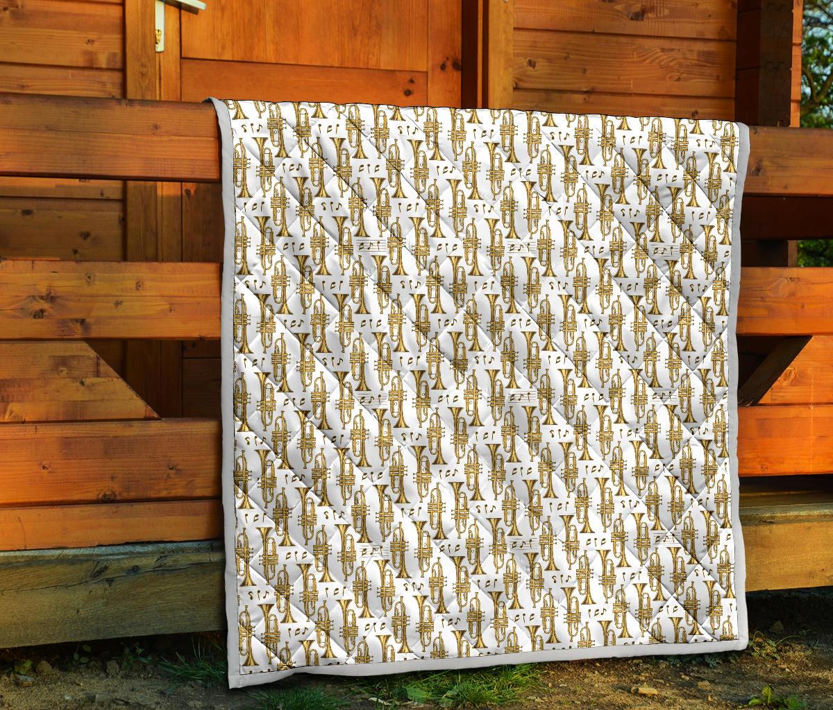 Trumpet with Music Note Print Premium Quilt-JTAMIGO.COM