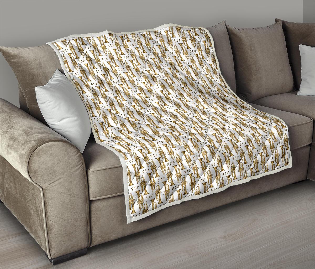 Trumpet with Music Note Print Premium Quilt-JTAMIGO.COM