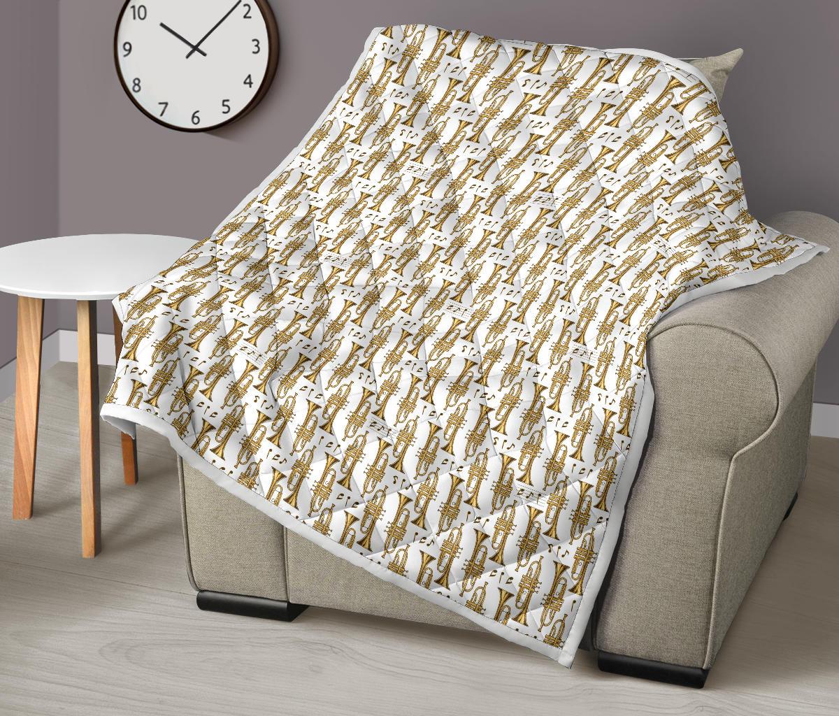 Trumpet with Music Note Print Premium Quilt-JTAMIGO.COM