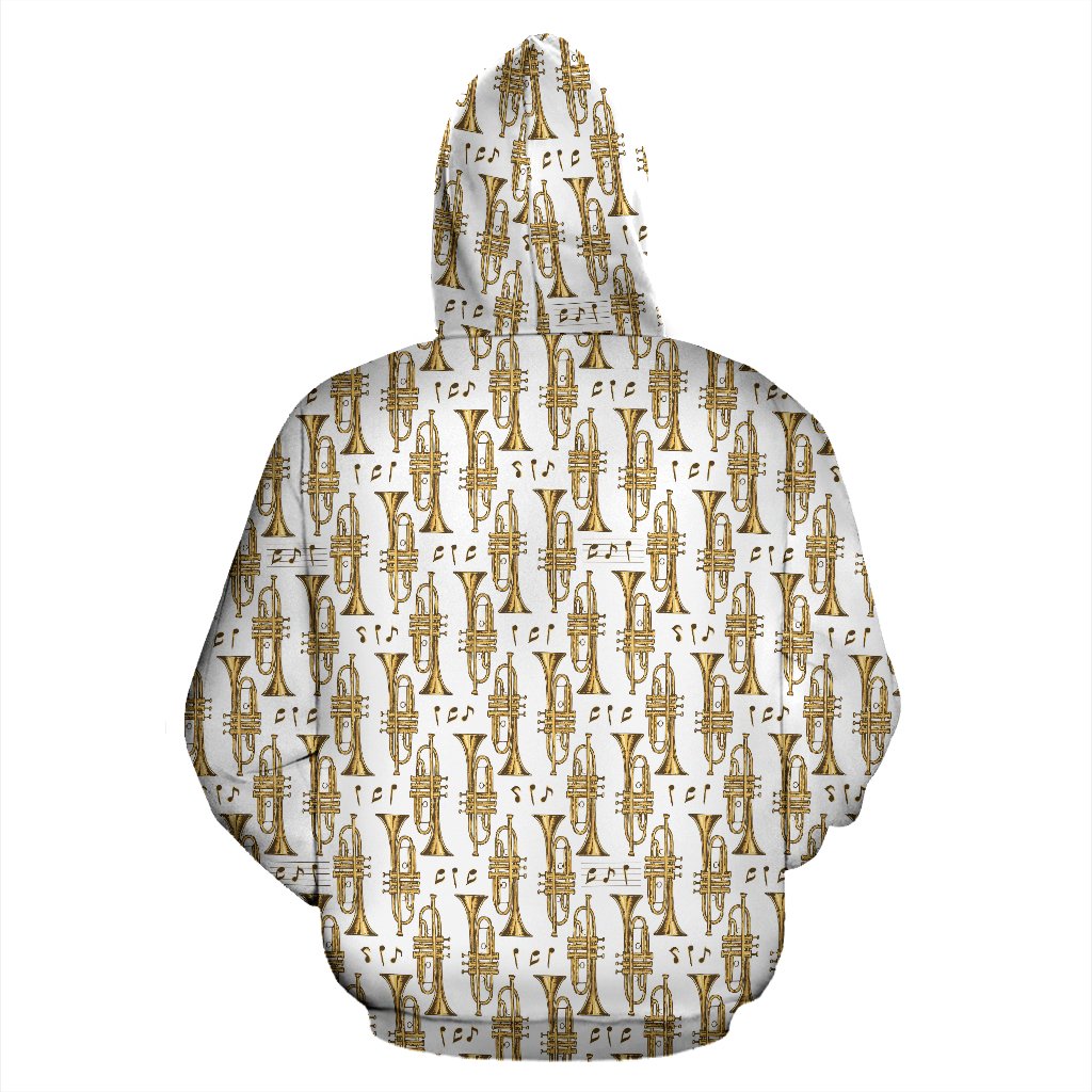 Trumpet with Music Note Print Pullover Hoodie