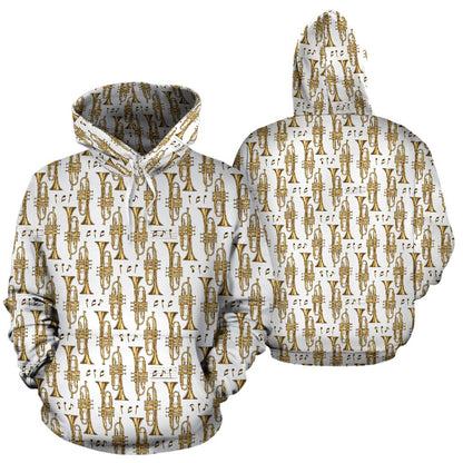 Trumpet with Music Note Print Pullover Hoodie