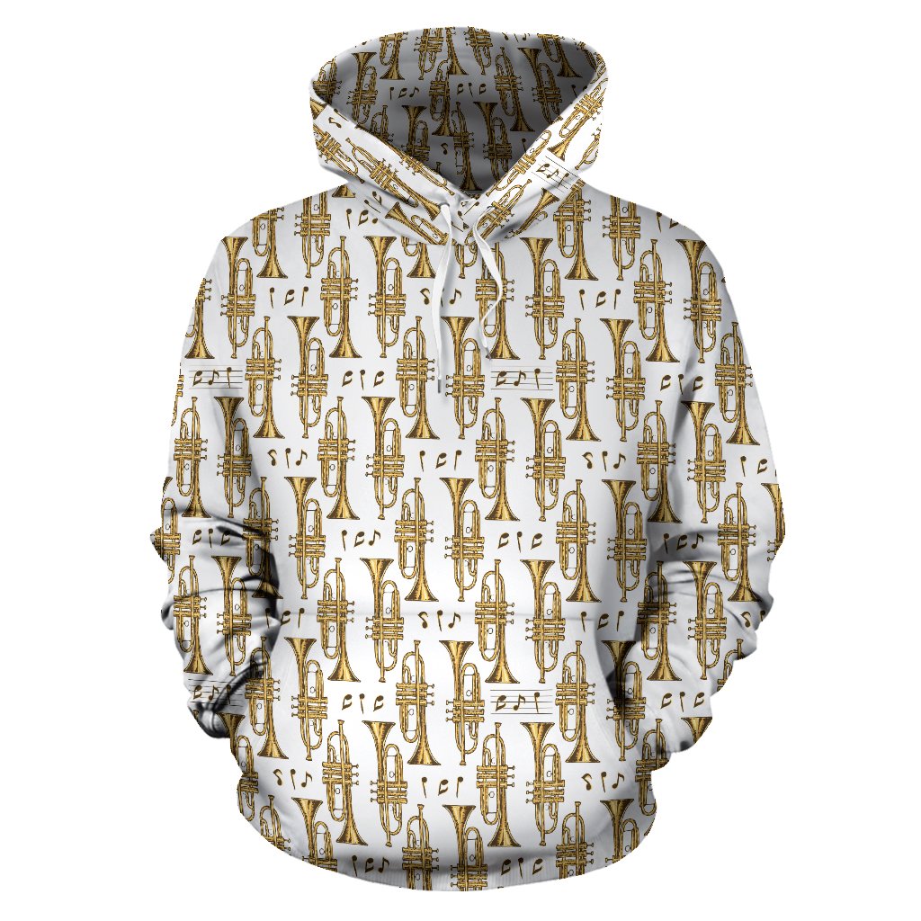 Trumpet with Music Note Print Pullover Hoodie