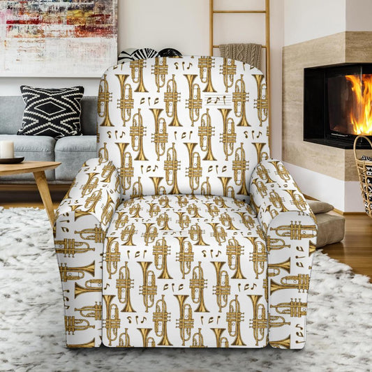 Trumpet with Music Note Print Single Sofa Slipcover -JTAMIGO.COM