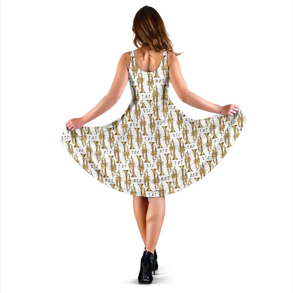 Trumpet with Music Note Print Sleeveless Dress